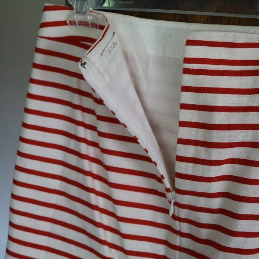 J. CREW No. 2 Pencil Skirt in Deck Stripe Style # 82131 - Red, Size 2 - Picture 8 of 16